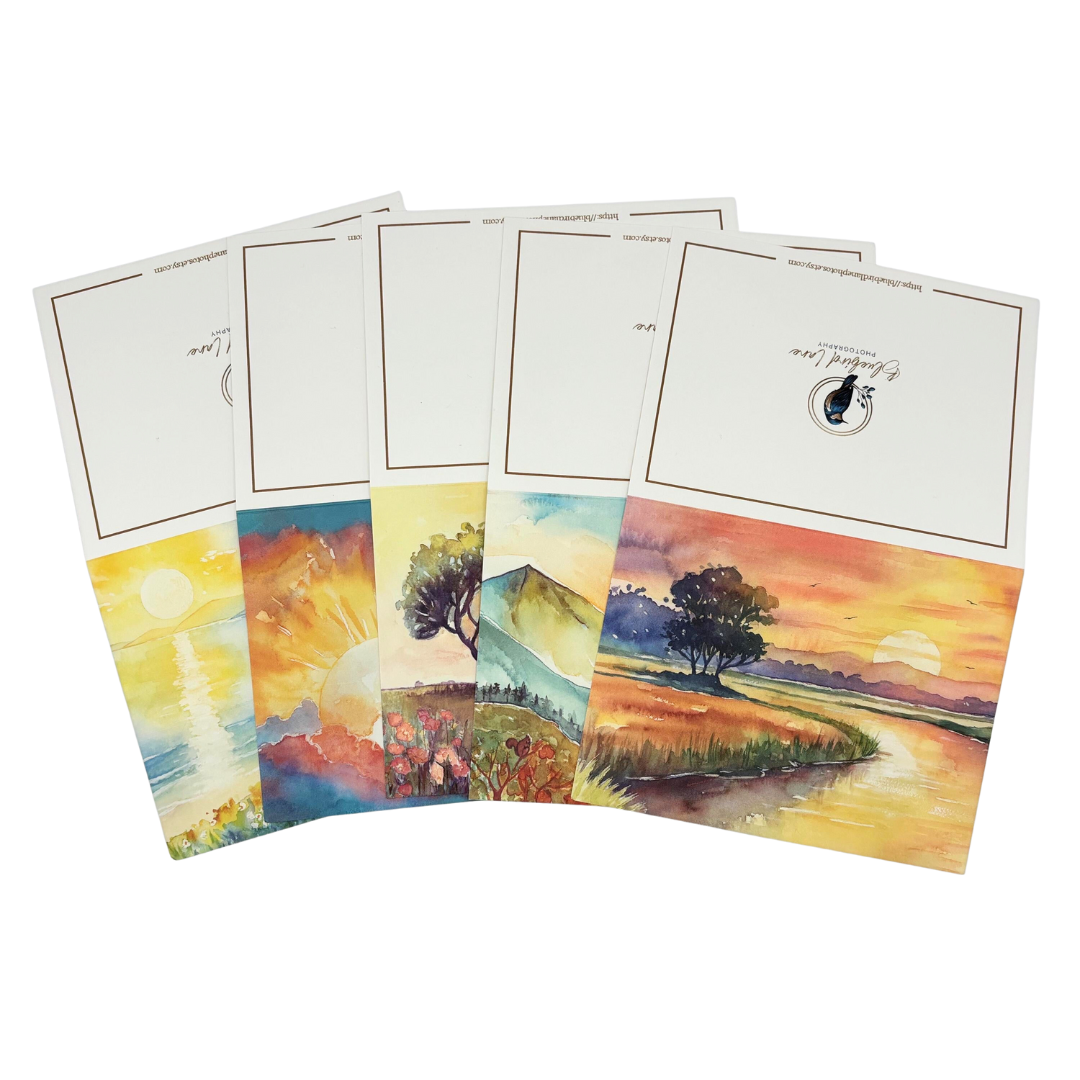 Watercolor Note Card Set (5)