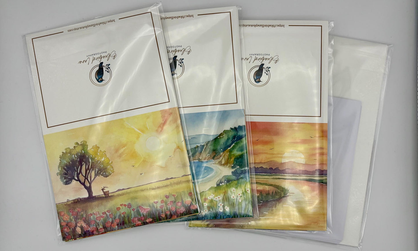 Watercolor Note Card Set of 5